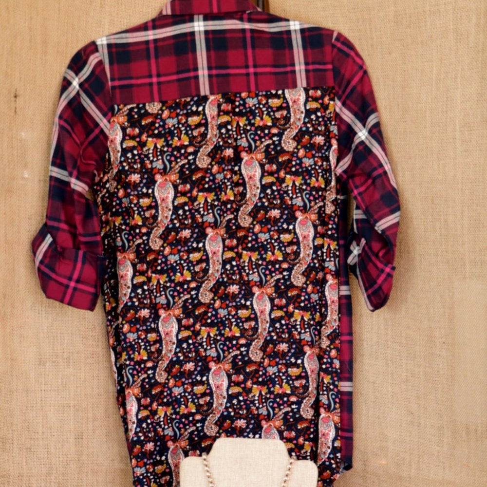 Flannel Top with Paisley Back